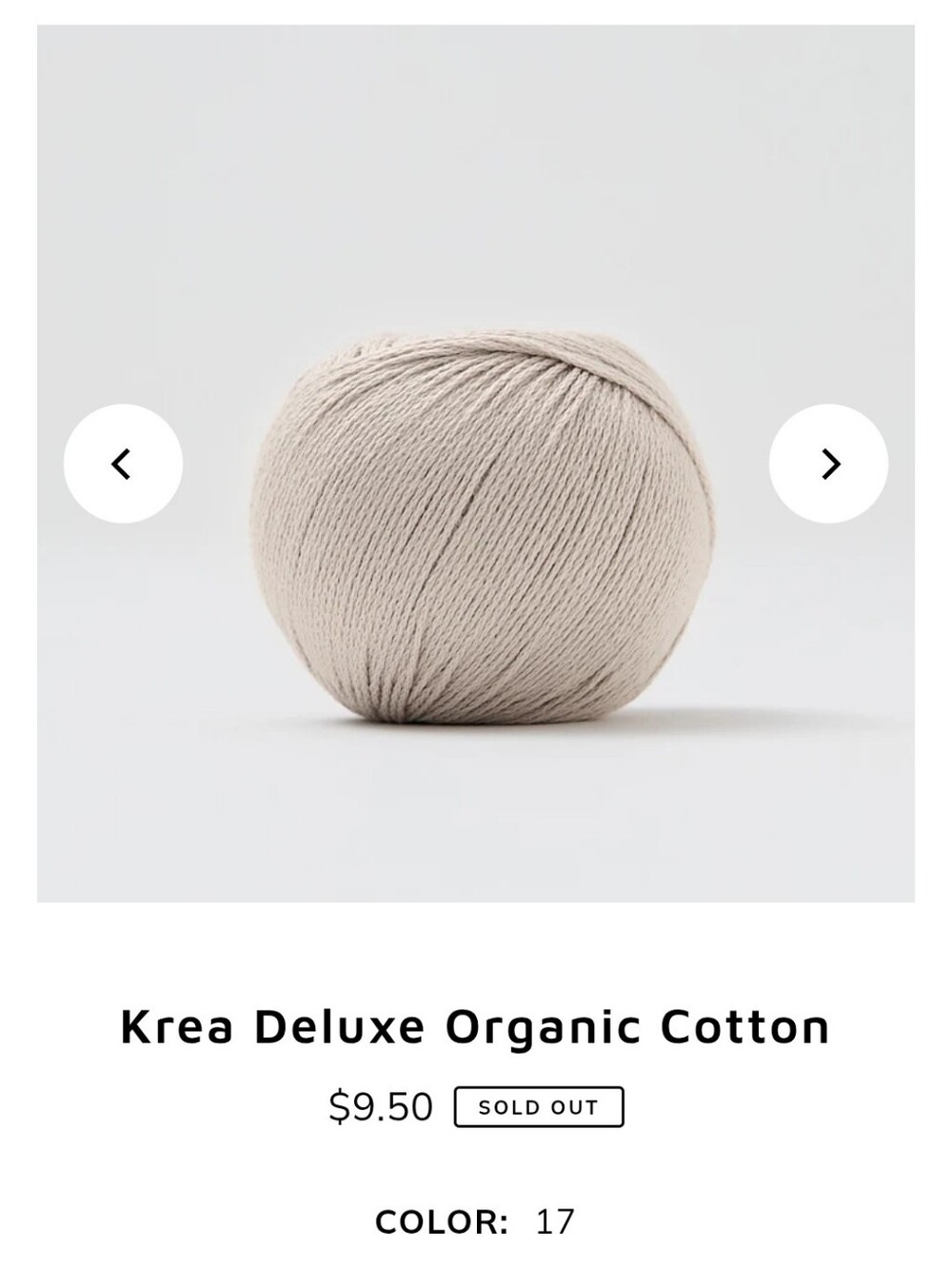 Organic Cotton Yarn Krea Deluxe In Oatmeal, 400g - Picture 3 of 3